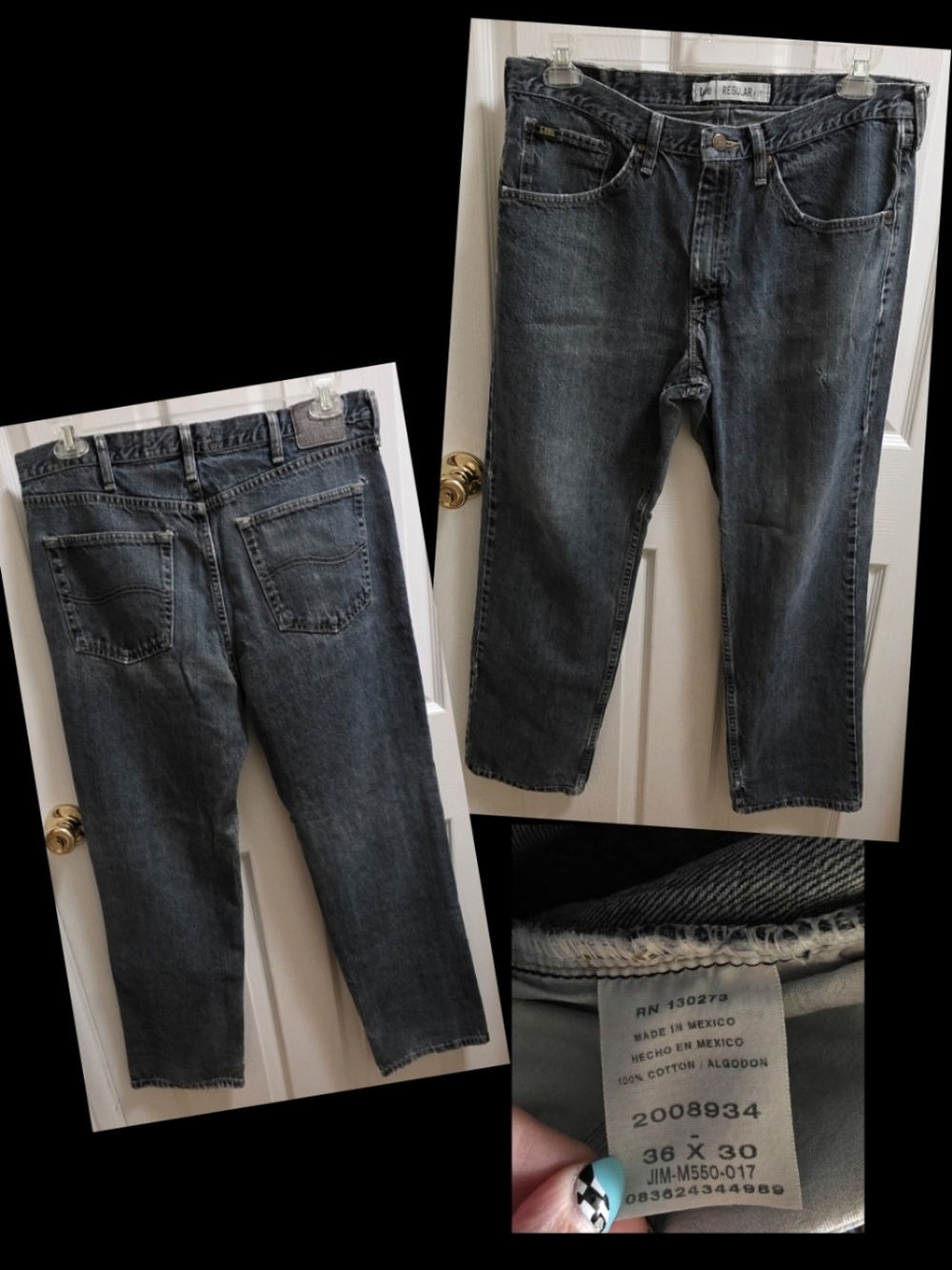 Vintage mid 1990's Lee Men's Regular Fit Straight Leg Jeans Sz 36 x 30